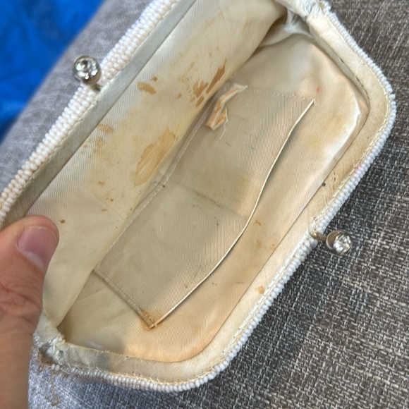 Vintage 1950s Evening Clutch White Seed Pearls Hand-Made Japan, - Picture 6 of 7